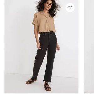 Madewell Perfect Vintage Straight Jean Lunar Wash Raw Hem